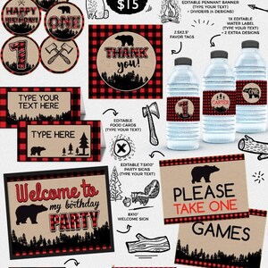 INSTANT DOWNLOAD - EDITABLE Lumberjack Birthday Food Cards - Lumberjack ...