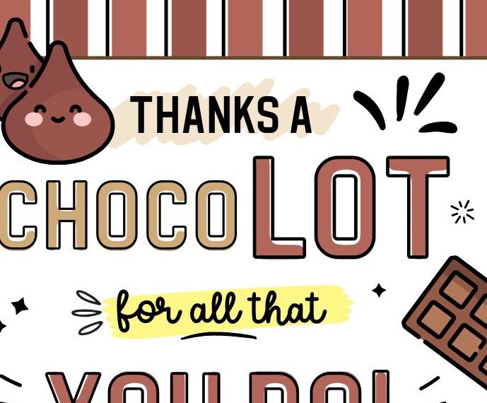 Editable Chocolate Appreciation Gift Tags: Teacher Staff Thank You ...