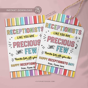 Receptionists Day tag Employee Appreciation Week Editable Printable Thank You Card Gift for receptionist Receptionist Day INSTANT DOWNLOAD
