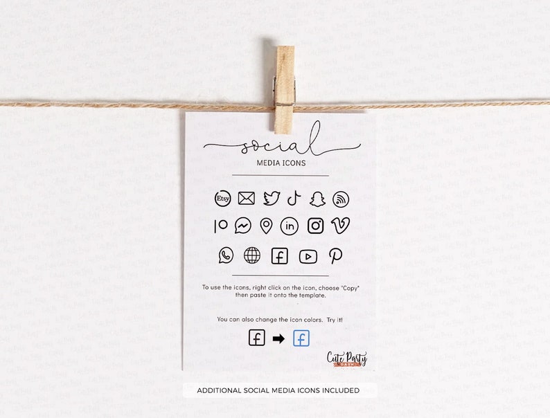 Pu&ograve; includere: Un foglio stampabile con icone di social media in bianco e nero. Le icone includono Facebook, Twitter, Instagram, Pinterest, YouTube, TikTok, Snapchat, Etsy, WhatsApp, LinkedIn e altro ancora. Il testo sul foglio recita "icone di social media" e "icone di social media aggiuntive incluse".