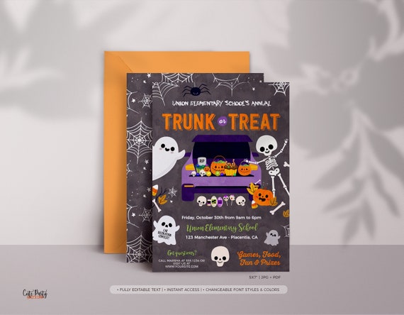 Editable Trunk or Treat Flyer Invitation Community Halloween | Etsy