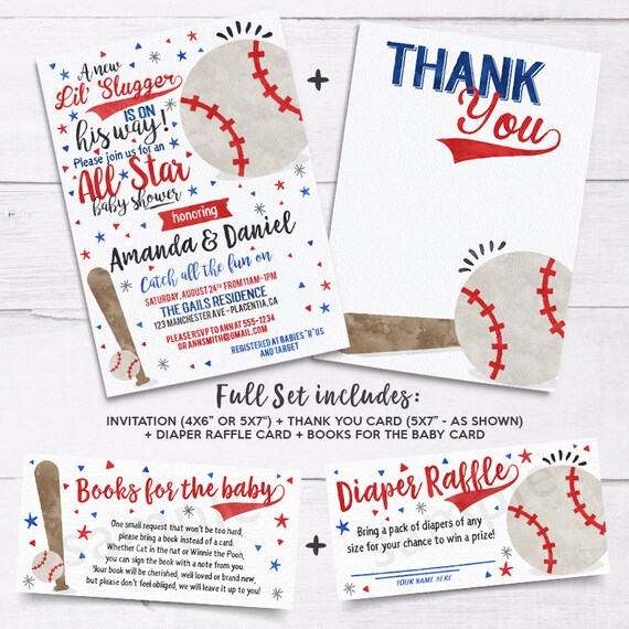 Boston Red Sox Invitation and Thank You Card Set