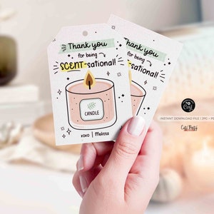 Thank You For Being SCENT-Sational Candle Gift Tag Printable Editable Teacher Appreciation Week Scent Thank You Nurse Staff INSTANT DOWNLOAD