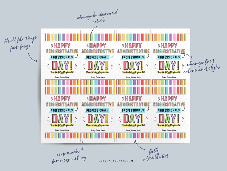 Administrative Professionals Day gift tag Employee Appreciation Week Printable Thank You Card Gift for Staff team member INSTANT DOWNLOAD