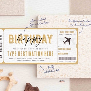 Editable Boarding Pass Template, Birthday Trip gift ticket, Surprise Airplane Ticket Trip, Corjl Airlines Trip Voucher, INSTANT DOWNLOAD