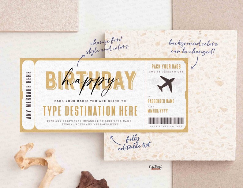 Editable Boarding Pass Template, Birthday Trip gift ticket, Surprise Airplane Ticket Trip, Corjl Airlines Trip Voucher, INSTANT DOWNLOAD