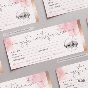 Printable Pink Gold Business Templates Bundle, Logo, Order Form, Care ...
