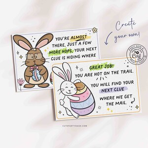 Indoor Easter Egg Hunt Printable INSTANT DOWNLOAD Editable Easter Scavenger Hunt Game for Kids Activity Treasure Hunt Clues Bunny