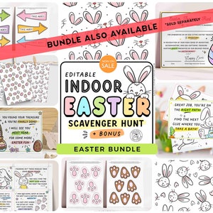 Indoor Easter Egg Hunt Printable INSTANT DOWNLOAD Editable Easter Scavenger Hunt Game for Kids Activity Treasure Hunt Clues Bunny
