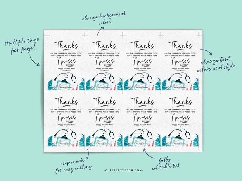 Nurses Week Gift Tags Printable INSTANT DOWNLOAD Editable National Nurses Appreciation Gifts Happy Nurse Week Gifts Thank You Nurses