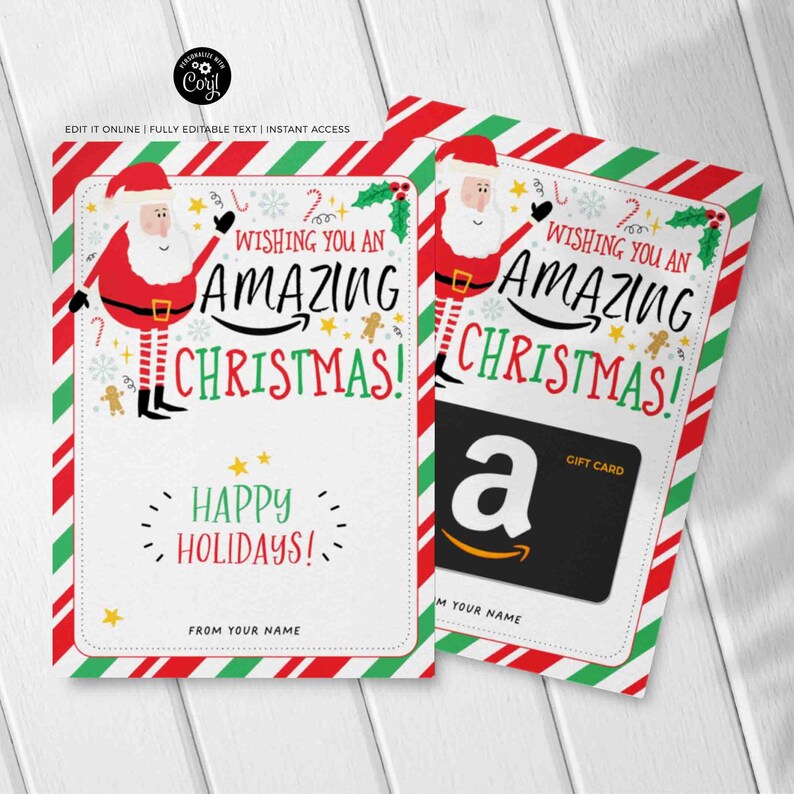 Wishing You An Amazing Christmas Gift Card Holder template INSTANT DOWNLOAD Printable Holiday Gift Card for Teacher Appreciation Gift Winter