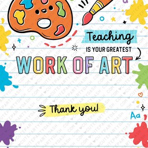 Editable Thank You Gift Card Holder template Printable Art Teacher Appreciation Week Gift End of the year Gift Card Holder INSTANT DOWNLOAD