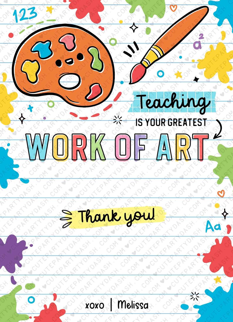 Editable Thank You Gift Card Holder template Printable Art Teacher Appreciation Week Gift End of the year Gift Card Holder INSTANT DOWNLOAD