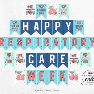 Happy Respiratory Care Week Banner Printable INSTANT DOWNLOAD Editable Bunting Respiratory Therapist appreciation Decor ideas Medical Sign