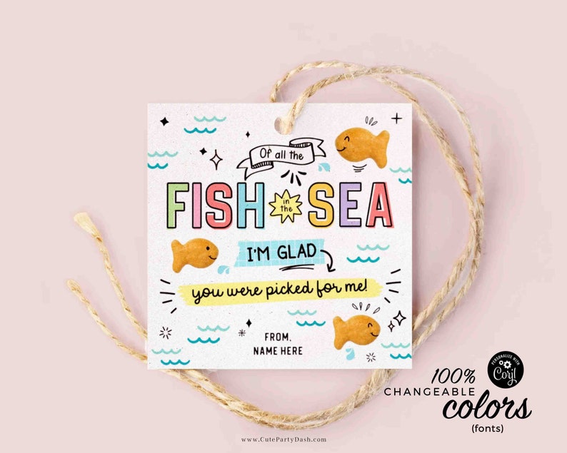 Back to School Goldfish Crackers Cookie Tag Printable Editable Gift for Teacher Student First Day School INSTANT DOWNLOAD Welcome Back Treat