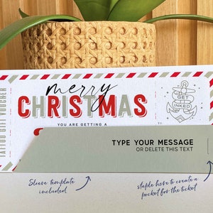 EDITABLE Christmas Tattoo Gift Voucher Template , Tattoo Gift idea, Printable Tattoo Gift Certificate, Birthday ticket INSTANT DOWNLOAD