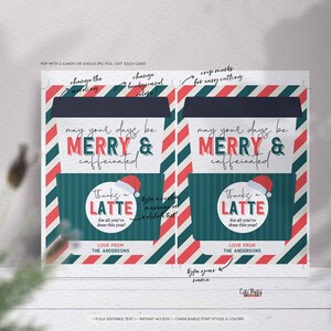 Editable May your days be Merry & Caffeinated Christmas Holiday Coffee Gift Card Holder, Thanks a Latte Gift card , INSTANT DOWNLOAD