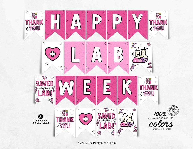 Lab Week Beakers Lab Week Gift Tags: Editable Appreciation Thank You (digital Download ...