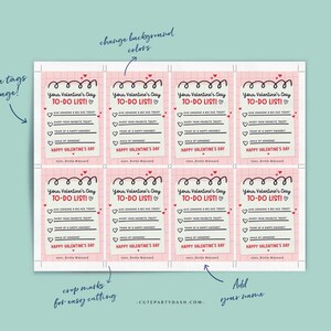 Valentine’s Day To-Do List Classroom Valentine Kids Tag Printable INSTANT DOWNLOAD Happy Valentine's Day EDITABLE gift tag