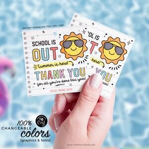 School Is Out Summer Is Here Gift Tag Editable Have a Great Summer tag End of School Year Tags Template Printable Last day INSTANT DOWNLOAD