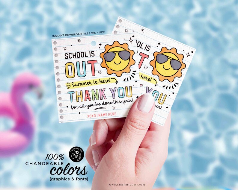 School Is Out Summer Is Here Gift Tag Editable Have a Great Summer tag End of School Year Tags Template Printable Last day INSTANT DOWNLOAD