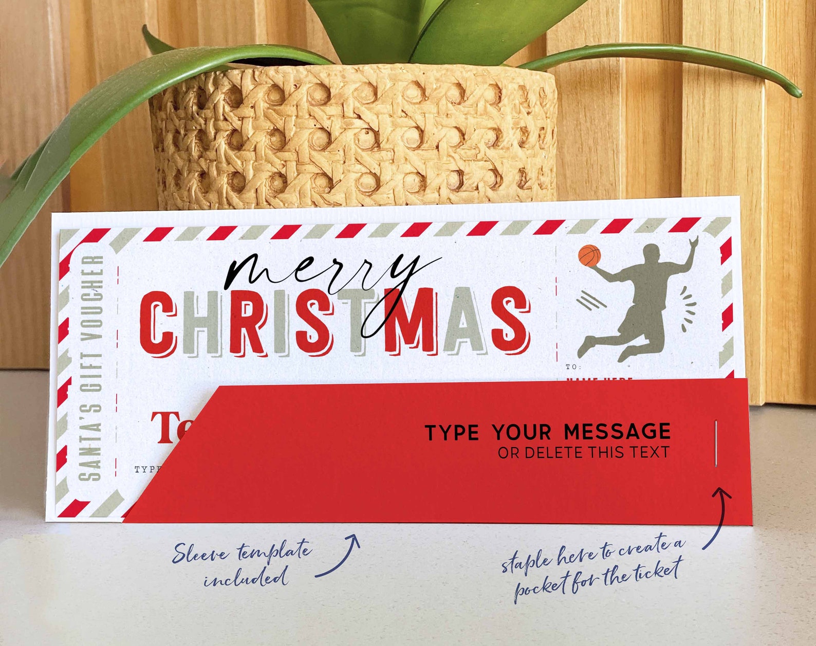 EDITABLE Christmas Basketball Game Ticket Template Game Etsy