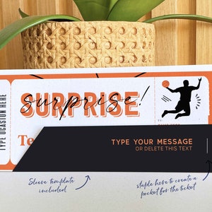 EDITABLE Basketball Game Ticket Template, Ticket Gift idea, Printable Surprise Basketball Match Gift Voucher Certificate INSTANT DOWNLOAD