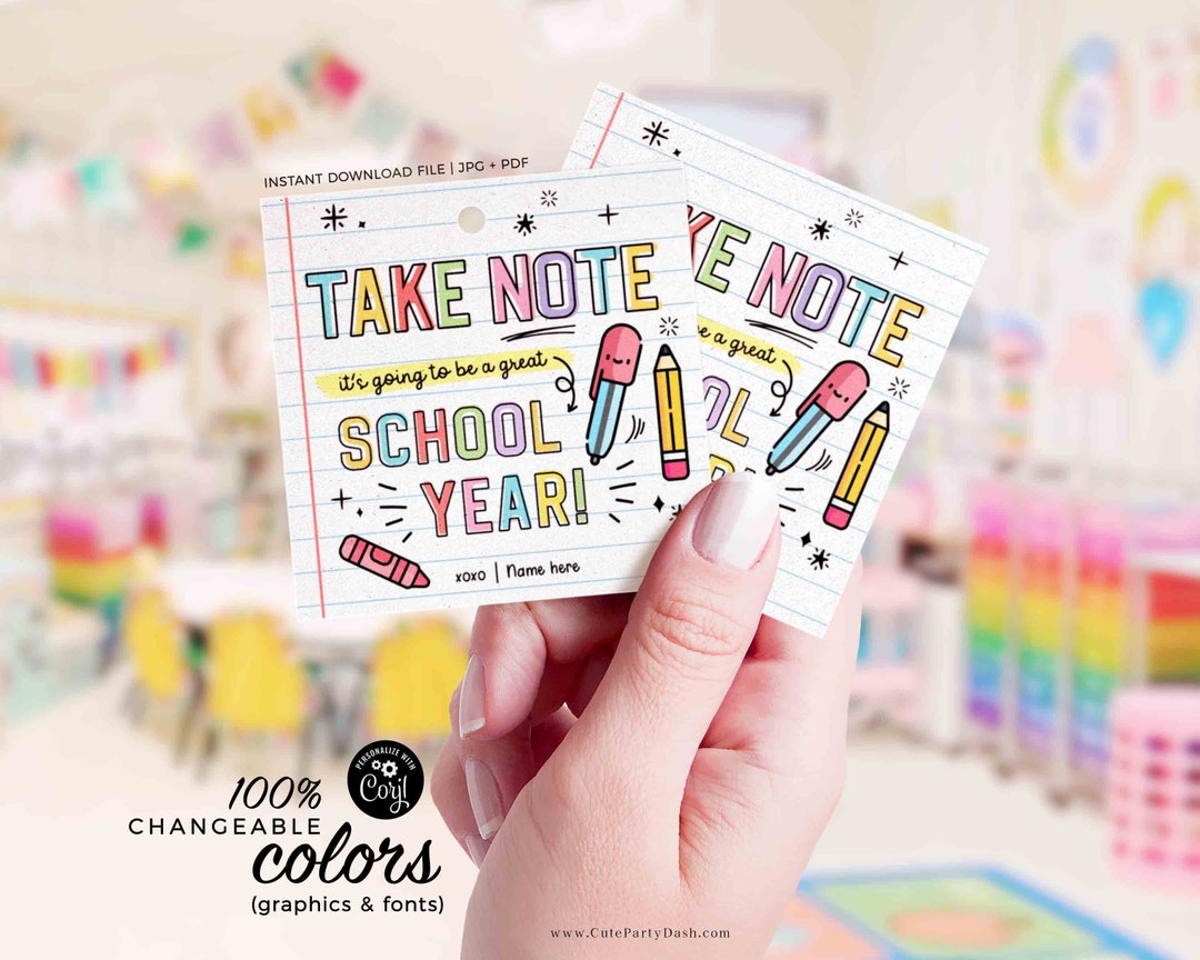 Back to School Gift Tags Take Note Editable Pen Marker Gift for Teacher ...