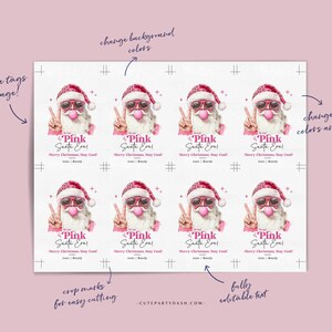 In My Pink Santa Era Christmas Gift Tag Printable INSTANT DOWNLOAD Trendy Retro Christmas Gift Tag –  Cool Santa Holiday Tag for Fun Gifting