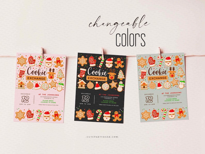 Christmas Cookie Exchange Invitation, Cookie Exchange Party Digital Invite by CutePartyDash.com