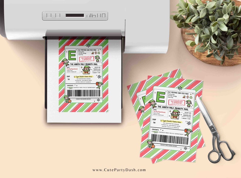 Editable Elf North Pole Shipping Label Mail Printable INSTANT DOWNLOAD Christmas From Santa Mail Sticker Package Tag Gift Postage Label FECH