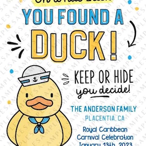 Editable You've been Ducked Tag, Cruising Ducks Tag, Cruise ship rubber ducks Game Printable Tag, Duck Favor #cruisingducks