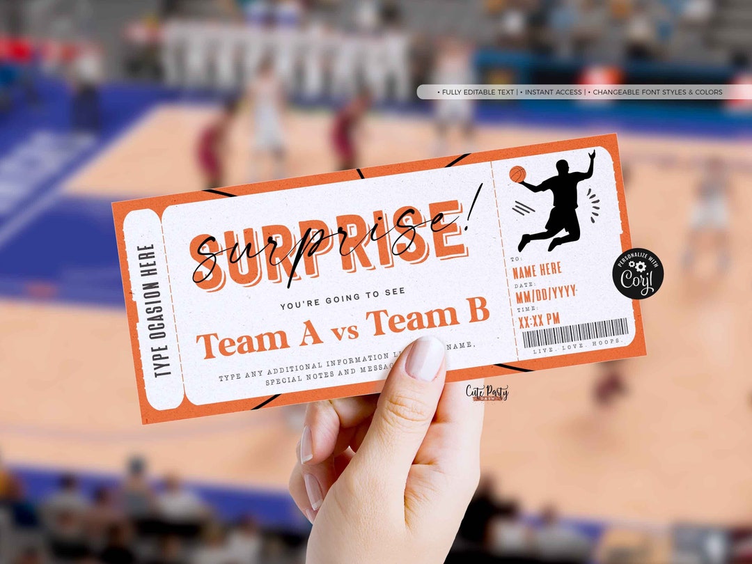 EDITABLE Basketball Game Ticket Template Ticket Gift Idea Printable EDITABLE Basketball Game Ticket Template Ticket Gift Idea Printable