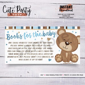 INSTANT DOWNLOAD, Little Bear Baby Shower Table signs, Bear cub baby shower printable, couples brown blue baby shower decor gift favor 454 image 7