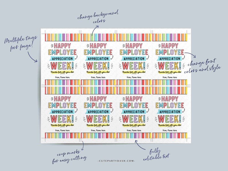 Editable Employee Appreciation Week Gift Tag Printable Employee Thank You Card Staff Appreciation Week gift for Team Member INSTANT DOWNLOAD