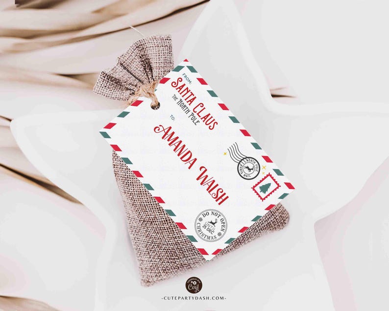 From Santa Christmas Gift Tag Printable INSTANT DOWNLOAD Happy Holidays Modern Christmas Favor Tag Christmas Do not open until December 25