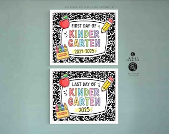 Editable First & Last Day of Kindergarten Sign Set (Digital Download)
