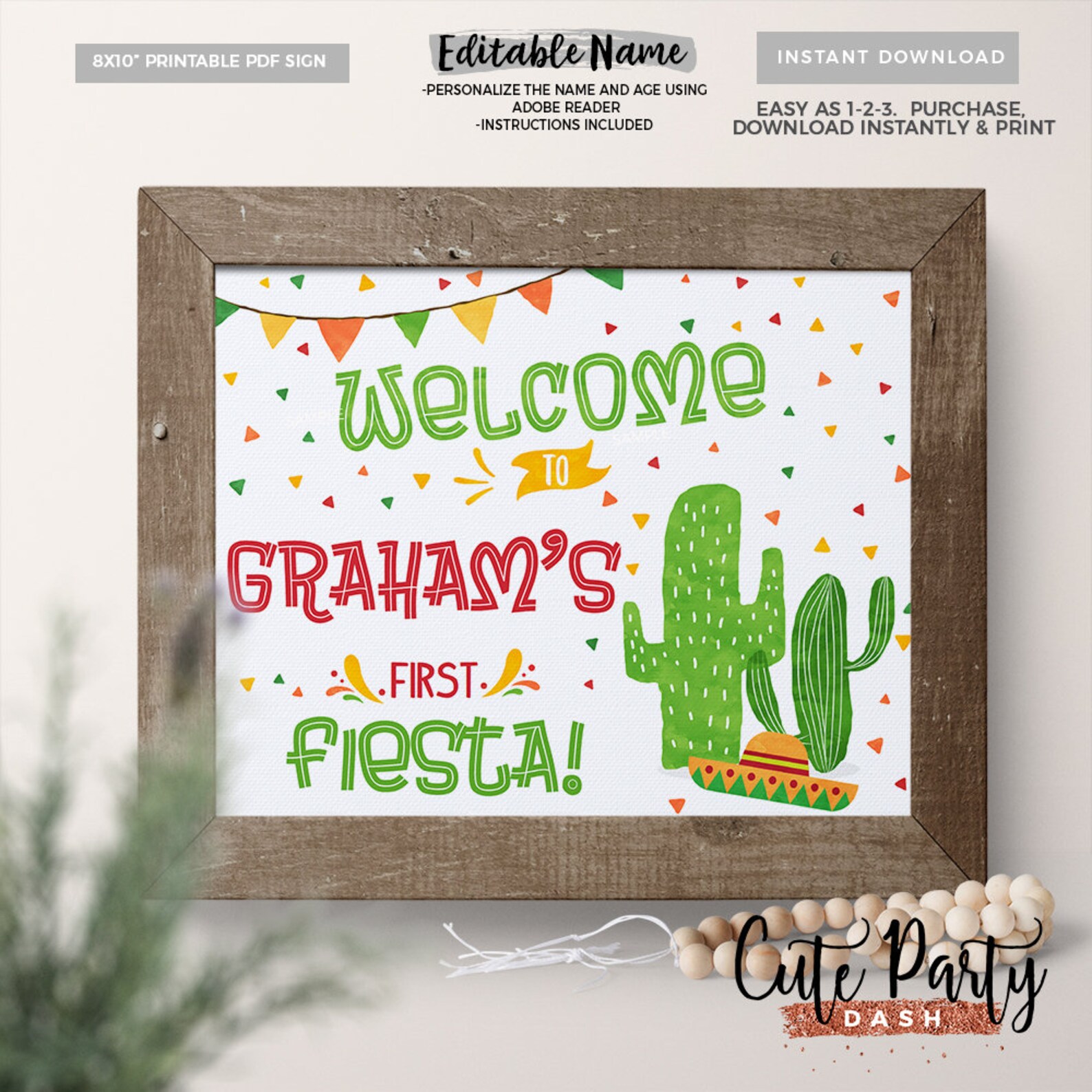 INSTANT DOWNLOAD EDITABLE Fiesta First Birthday Chalkboard | Etsy