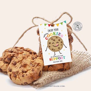 Editable Enjoy your Cookies Gift Tag, Cookie Thank You Tags, Printable Marketing Fundraising, Teacher Appreciation Week, INSTANT DOWNLOAD