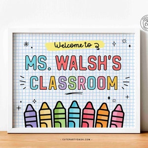 Classroom door Welcome sign Template INSTANT DOWNLOAD Printable Teacher Back to School Editable Sign Classroom Decor first day of school