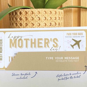 Mother's Day Gift Boarding Pass Trip Voucher Template, Editable Fake Airplane Surprise Trip gift ticket Travel mom, grandma INSTANT DOWNLOAD