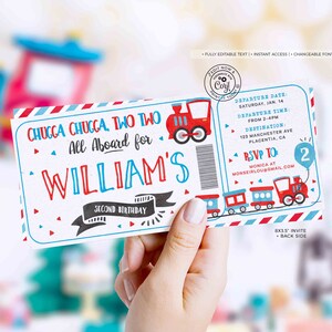 Editable Choo Choo Train Birthday Party invitation INSTANT DOWNLOAD