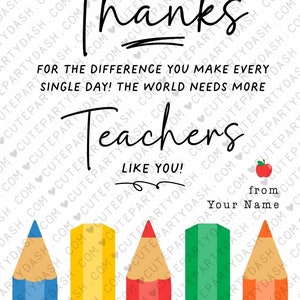 Teacher Appreciation Week Gift Tag Printable INSTANT DOWNLOAD Gift for Teachers Gift box Thank You Card Editable Happy Teacher Appreciation