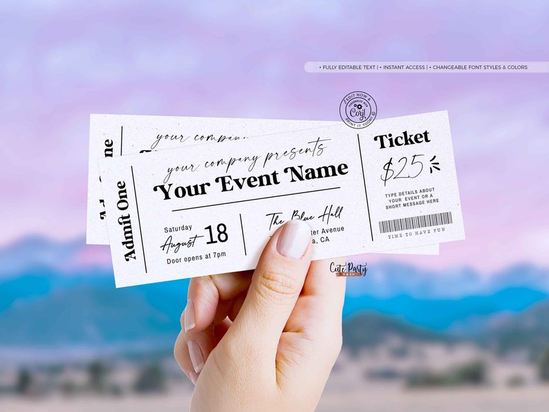 Printable Event Ticket, Concert Event Fake Ticket, School Event Ticket Template - Instant Download