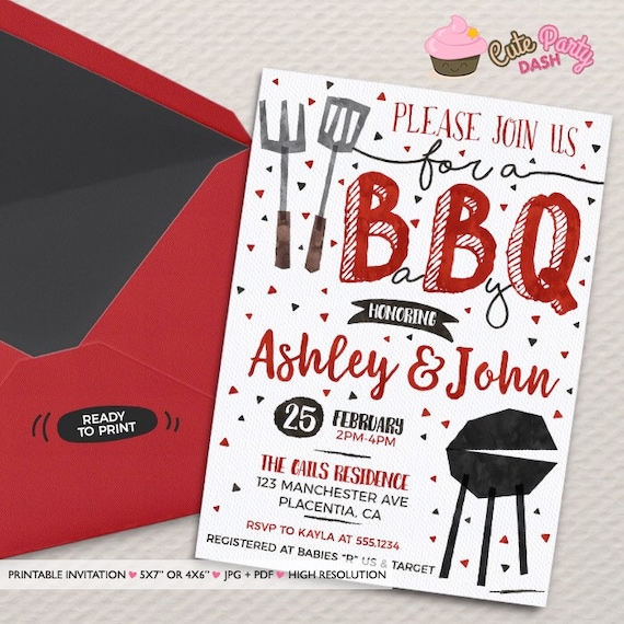 bbq baby shower invitation red babyque co ed baby shower etsy bbq baby shower invitations