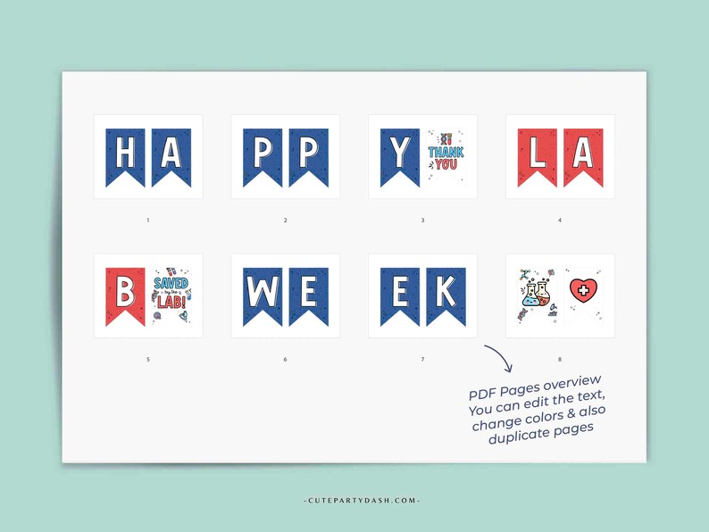Lab Week Beakers Editable Lab Week Banner: Medical Staff Appreciation Decor (digital ...