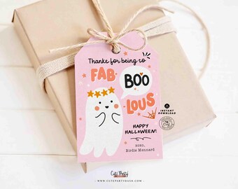 Editable Halloween Gift Tag: Fab-Boo-Lous Design (Digital Download)