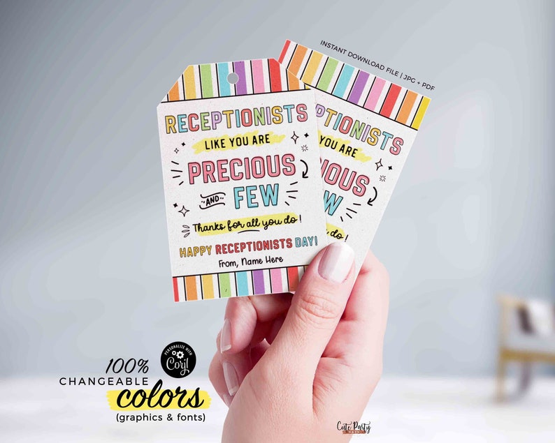 Receptionists Day tag Employee Appreciation Week Editable Printable Thank You Card Gift for receptionist Receptionist Day INSTANT DOWNLOAD