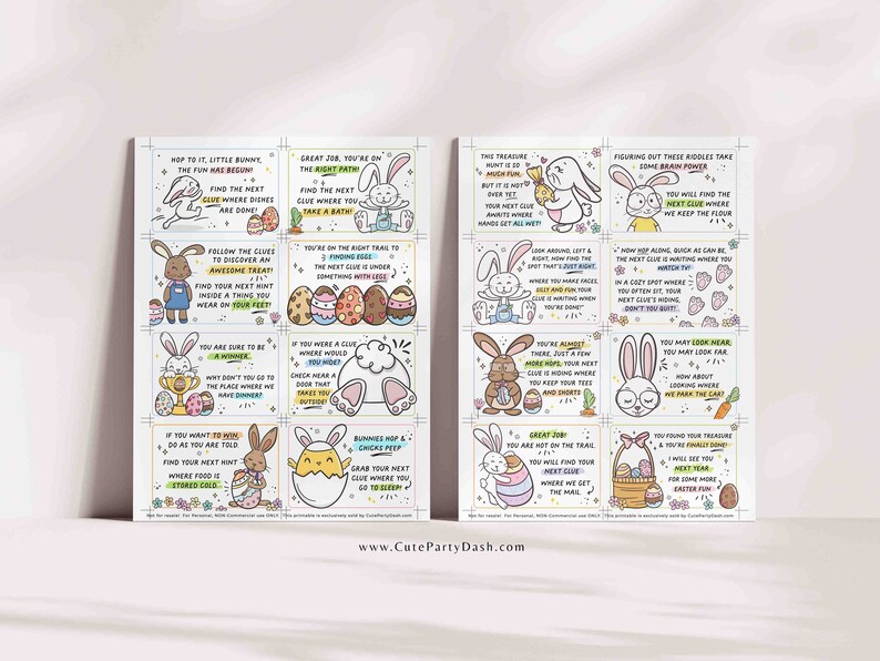 Indoor Easter Egg Hunt Printable INSTANT DOWNLOAD Editable Easter Scavenger Hunt Game for Kids Activity Treasure Hunt Clues Bunny