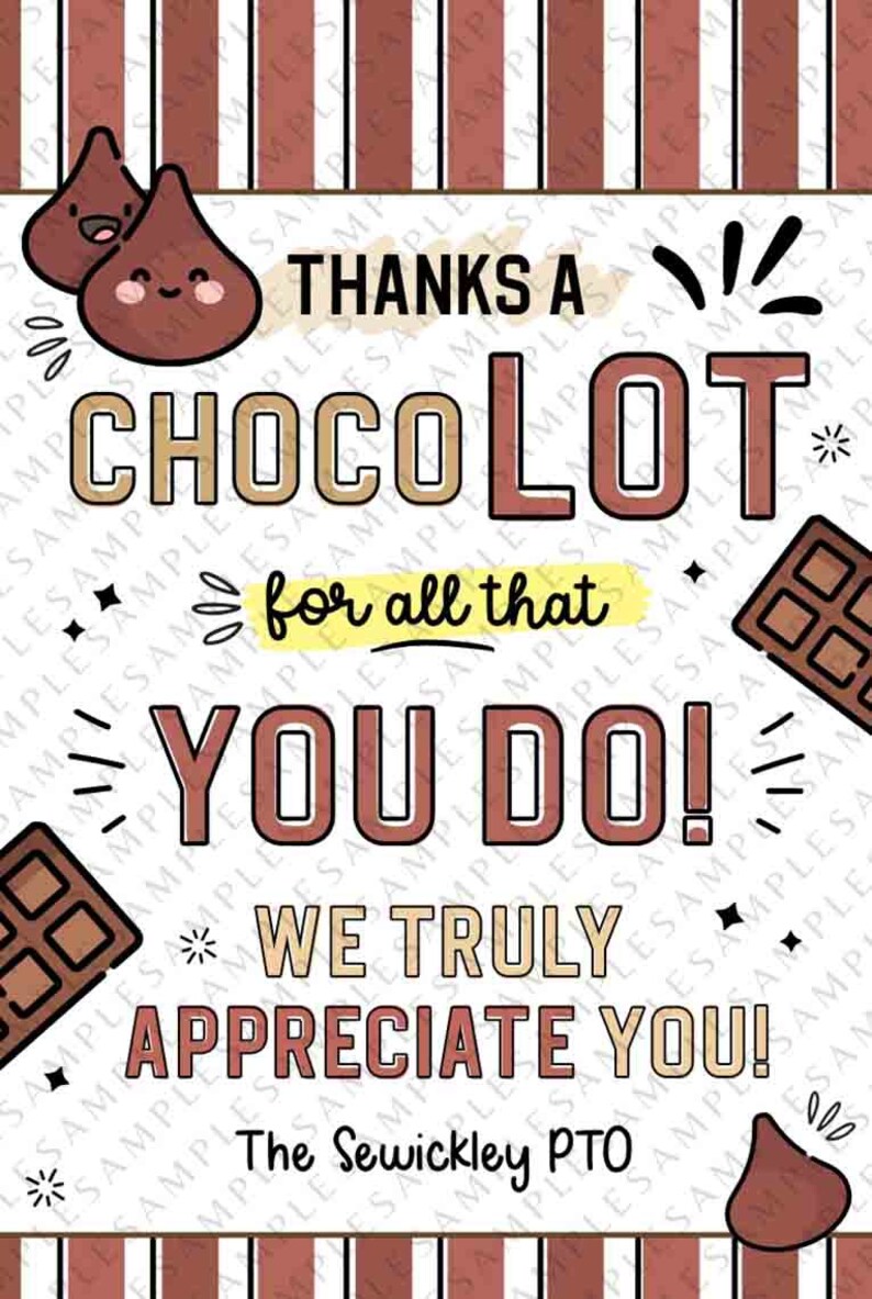 Chocolate Appreciation Tags Thank you tags Editable Appreciation gifts Teacher Chocolate Printable Staff Appreciation Week INSTANT DOWNLOAD